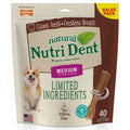 Nylabone Nutri Dent Natural Dental Chews for Dogs, Limited Ingredient Dog Treats, Teeth Cleaning Dental Sticks for Dogs, Filet Mignon Flavor, For Medium Dogs (40 Count)