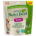 Nylabone Nutri Dent Natural Dental Chews for Dogs, Limited Ingredient Dog Treats, Teeth Cleaning Dental Sticks for Dogs, Fresh Breath Flavor, For Medium Dogs (40 Count)