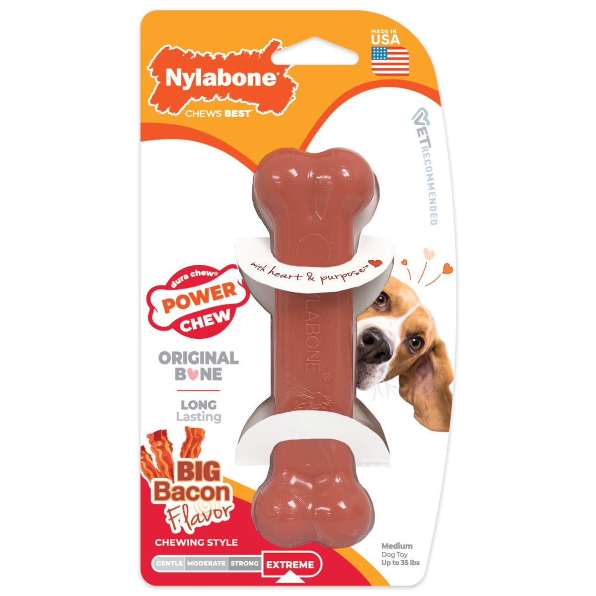 Nylabone Power Chew Original Bone Dog Toy, Dog Chew Toy, Original Flavor, Large, 1 Count