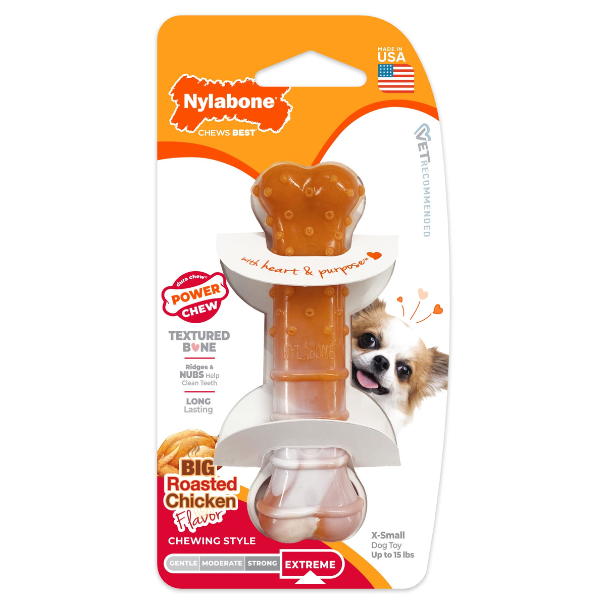 Nylabone Power Chew 70th Birthday Textured Bone Dog Toy, Dog Chew Toy, Chicken Flavor, Medium, 1 Count