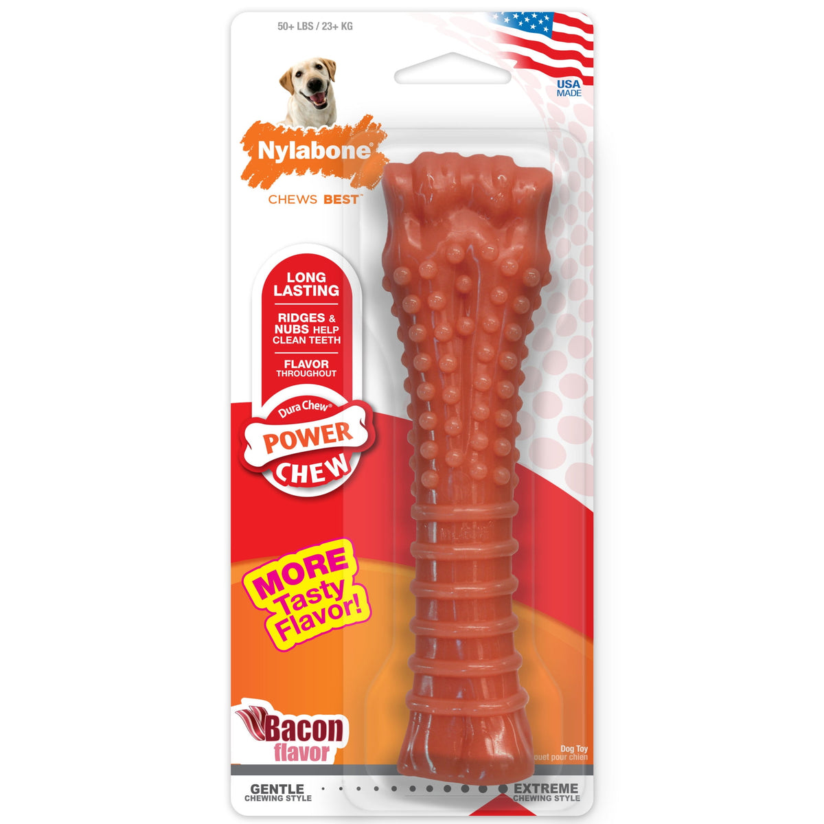 Nylabone Power Chew Textured Knuckle Bone Dog Toy, Dog Chew Toy, Chicken Flavor, X-Large, 1 Count