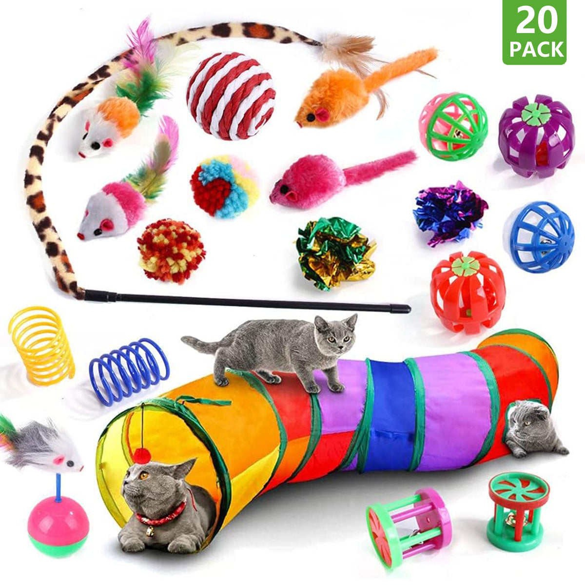 Semfri Cat Toys Tunnels Collapsible Pets Cat Jungle Tunnels Kitty Toys Balls