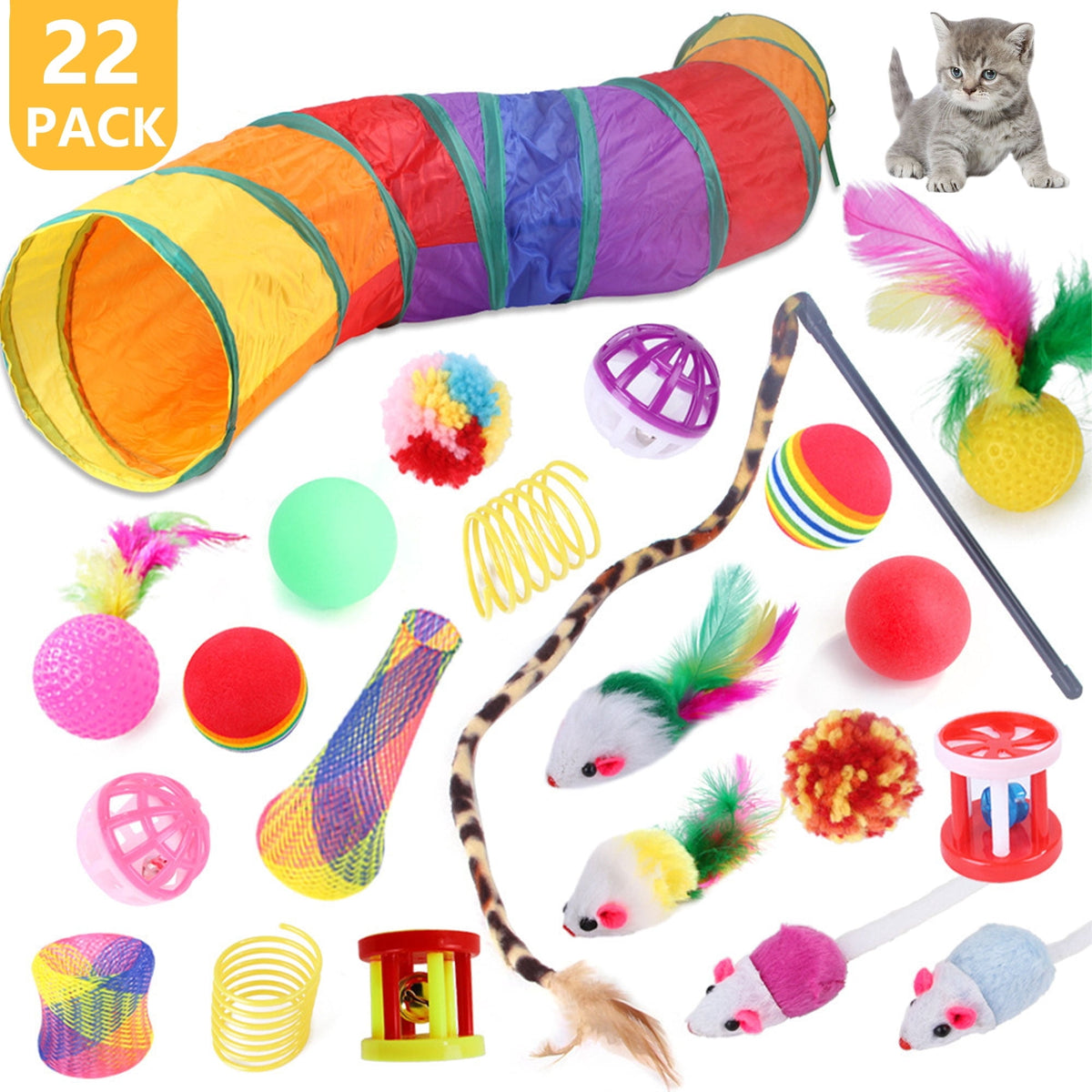 Semfri Cat Toys Tunnels Collapsible Pets Cat Jungle Tunnels Kitty Toys Balls