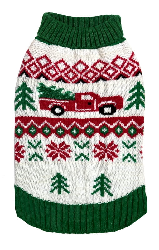 Vibrant Life Holiday Christmas Tree Truck Sweater for Dogs, Multicolor, M