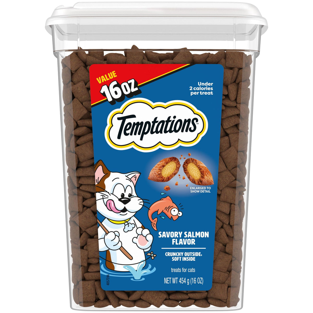 Temptations Classic Savory Salmon Flavor Crunchy And Soft Treats For Cats, 30 Oz Tub