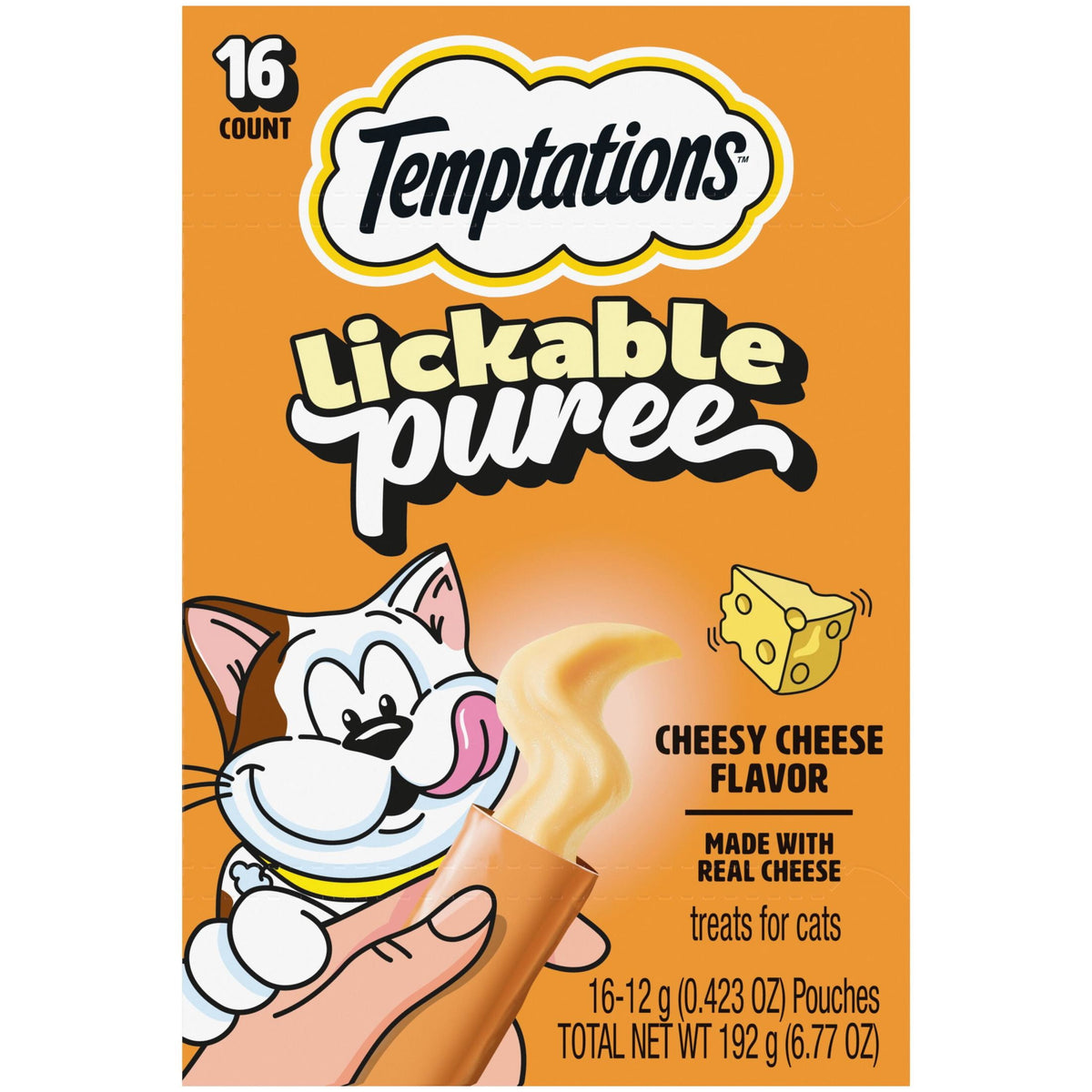 Temptations Creamy Puree With Cheese Lickable, Squeezable Cat Treats, 16-Pack Of 12G Pouches