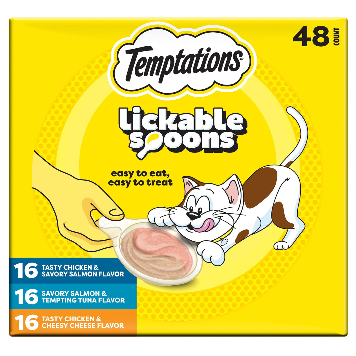 Temptations Lickable Spoons Adult Wet Cat Treat Variety Pack, 10 Grams, 72 Count