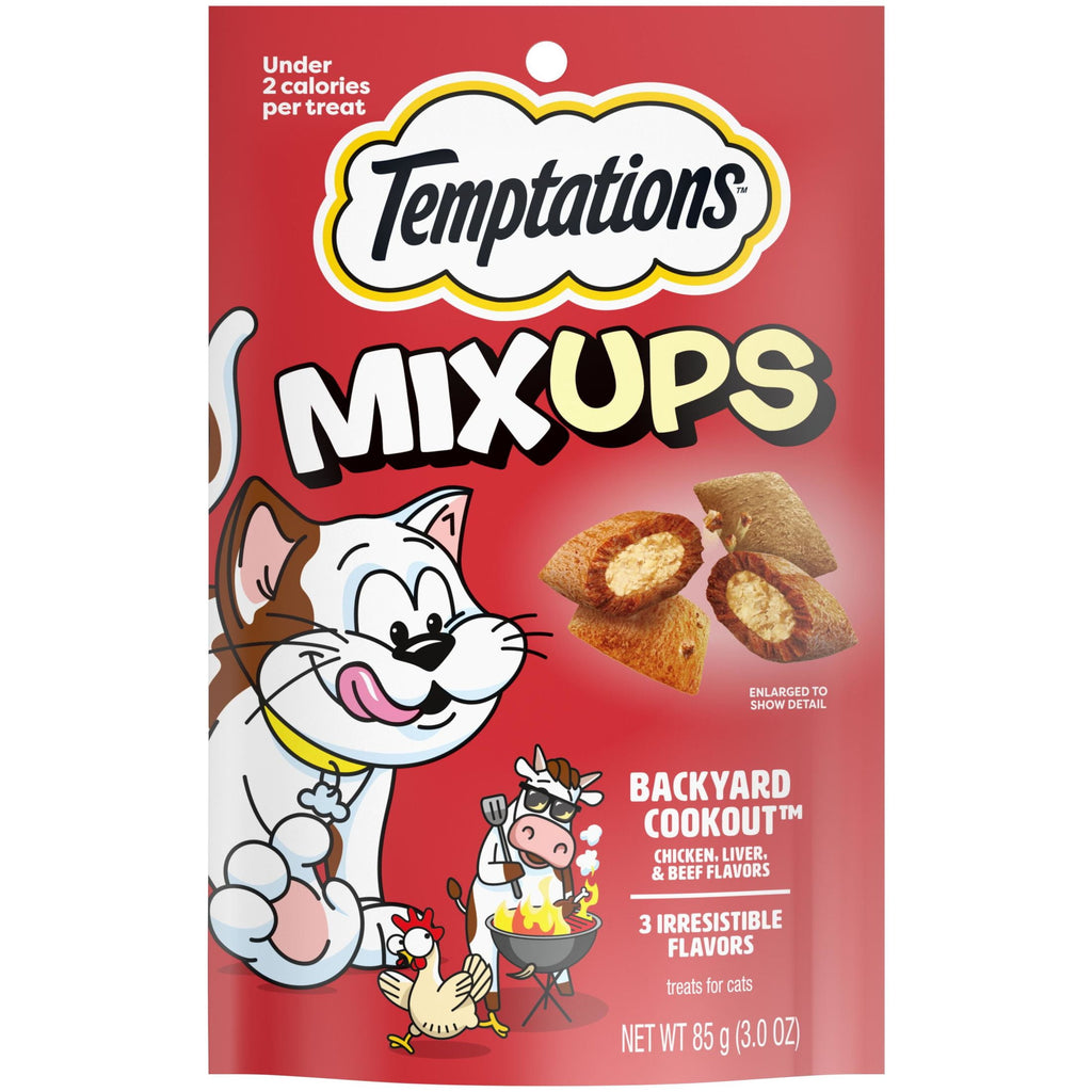 Temptations Mixups Crunchy and Soft Cat Treats Backyard Cookout Flavor, 3 oz Pouch