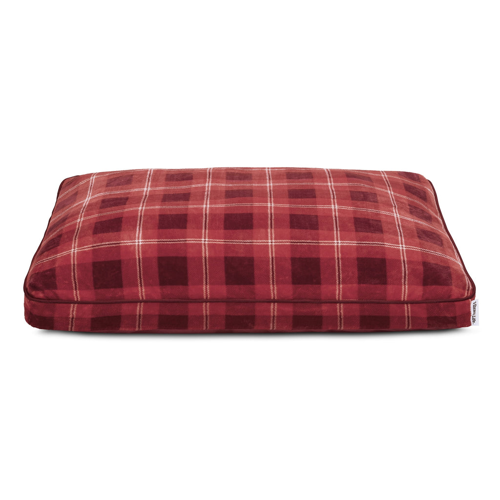 Vibrant Life Holiday Large Deluxe Gusset Pillow Pet Bed, Fireside Plaid, 42" x 32"