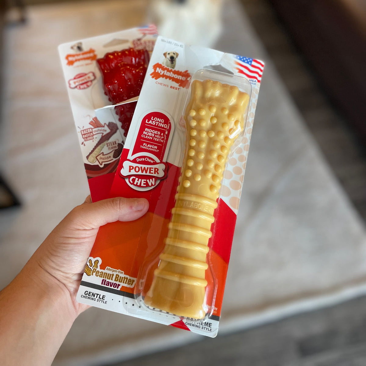 Nylabone Power Chew Textured Knuckle Bone Dog Toy, Dog Chew Toy, Chicken Flavor, X-Large, 1 Count