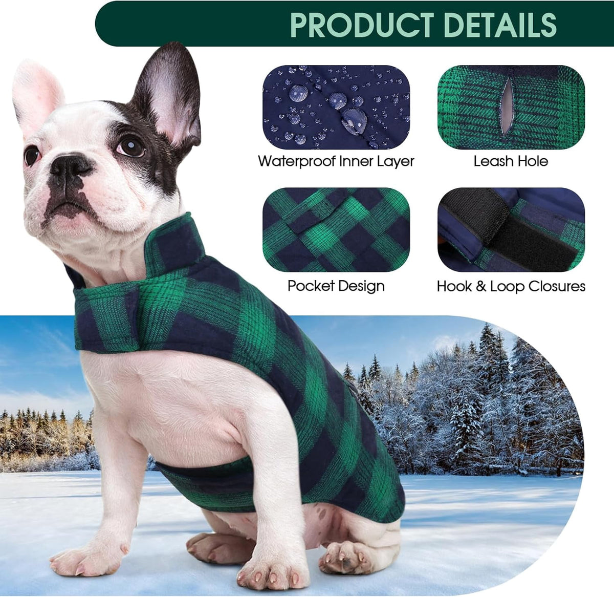 Kuoser Dog Winter Coat, Cozy Fleece Lining Dog Jacket Windproof Waterproof Pet Clothes with Pocket, Red, M
