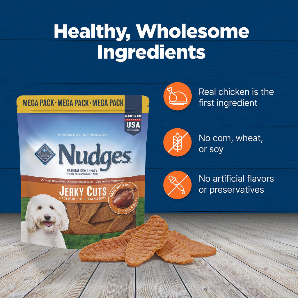 Blue Buffalo Nudges Jerky Cuts, Natural Dog Treats, Duck Jerky, 28oz Bag