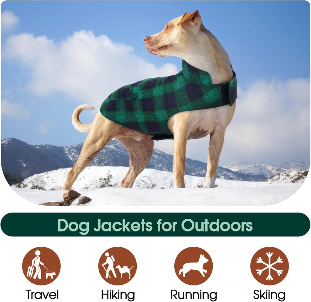Kuoser Dog Winter Coat, Cozy Fleece Lining Dog Jacket Windproof Waterproof Pet Clothes with Pocket, Red, M