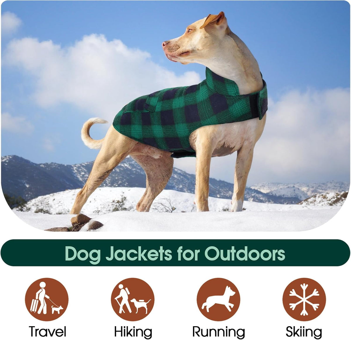 Kuoser Dog Winter Coat, Cozy Fleece Lining Dog Jacket Windproof Waterproof Pet Clothes with Pocket, Red, M