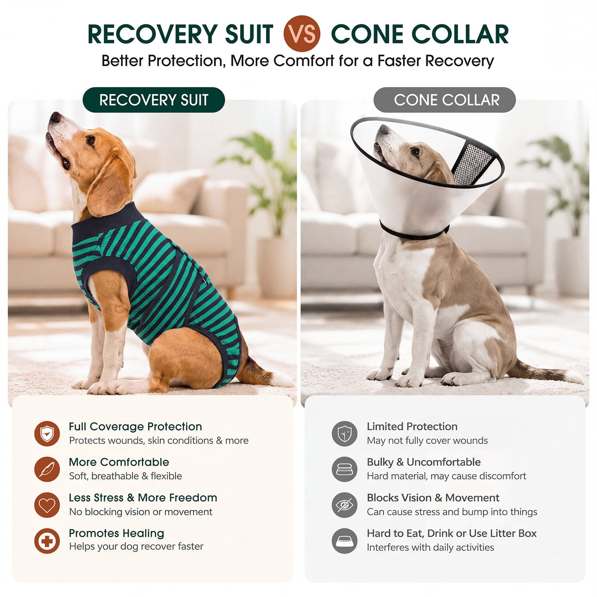 Kuoser Dog Surgical Recovery Suit Dogs Cat Onesie after Surgery,Brown,XL