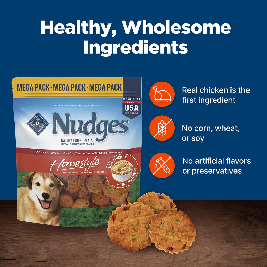 Blue Buffalo Nudges, Natural Dog Treats, Chicken Pot Pie Recipe, 28oz Bag