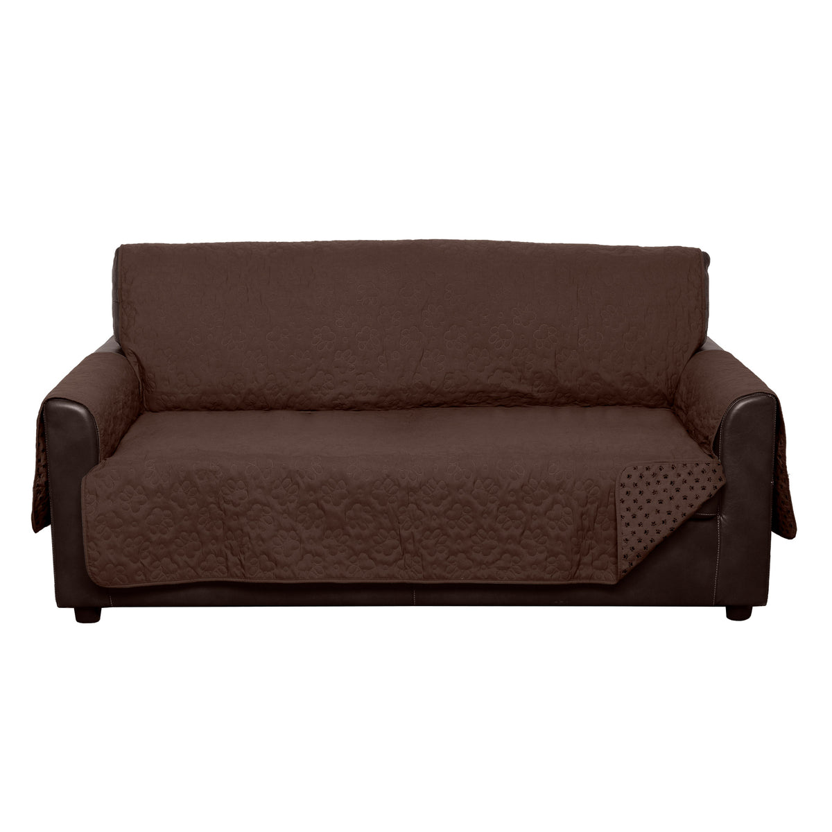 FurHaven Pawprint Non-Skid Sofa and Chair Furniture Protector for Dogs and Cats - Sofa, Dark Brown