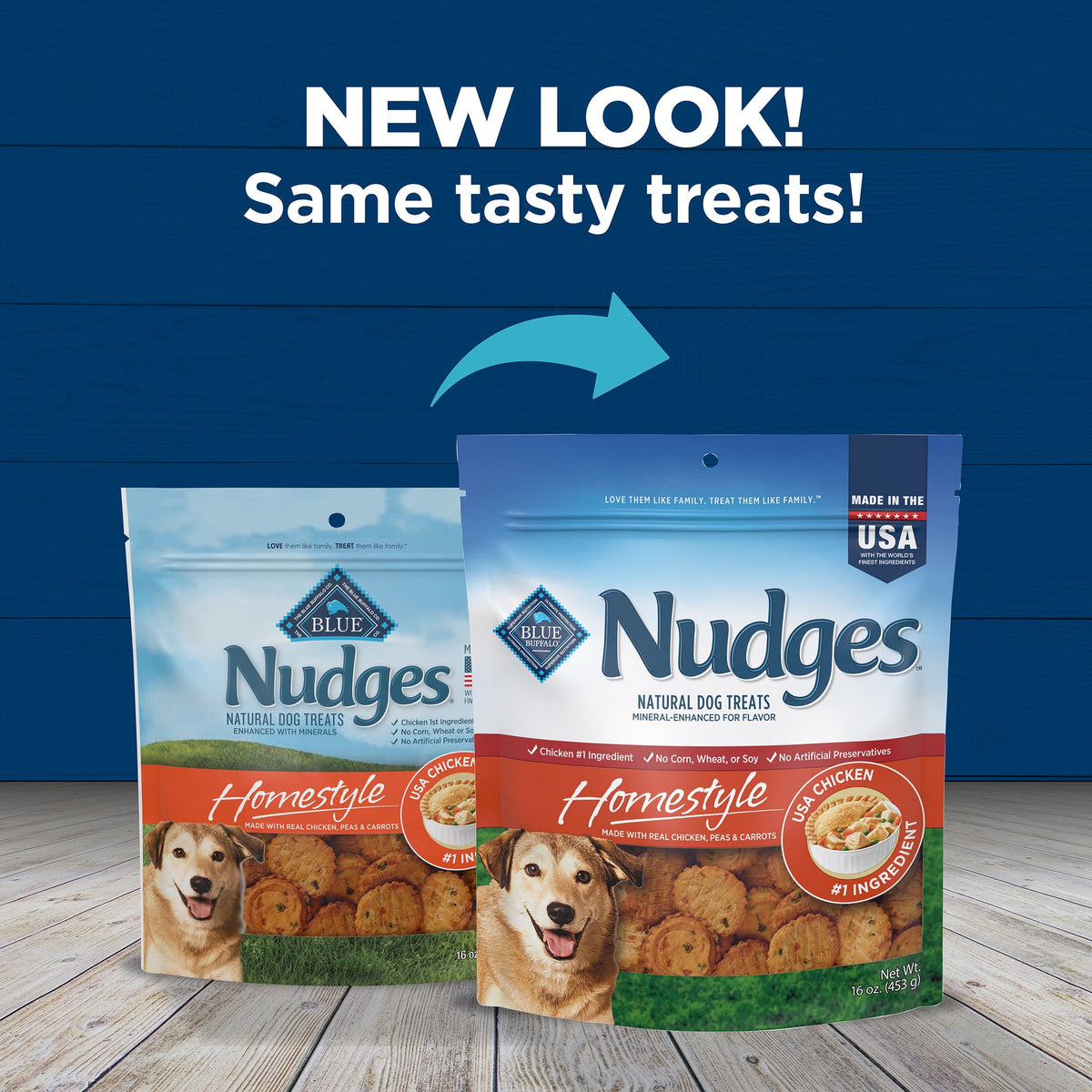 Blue Buffalo Nudges, Natural Dog Treats, Chicken Pot Pie Recipe, 28oz Bag