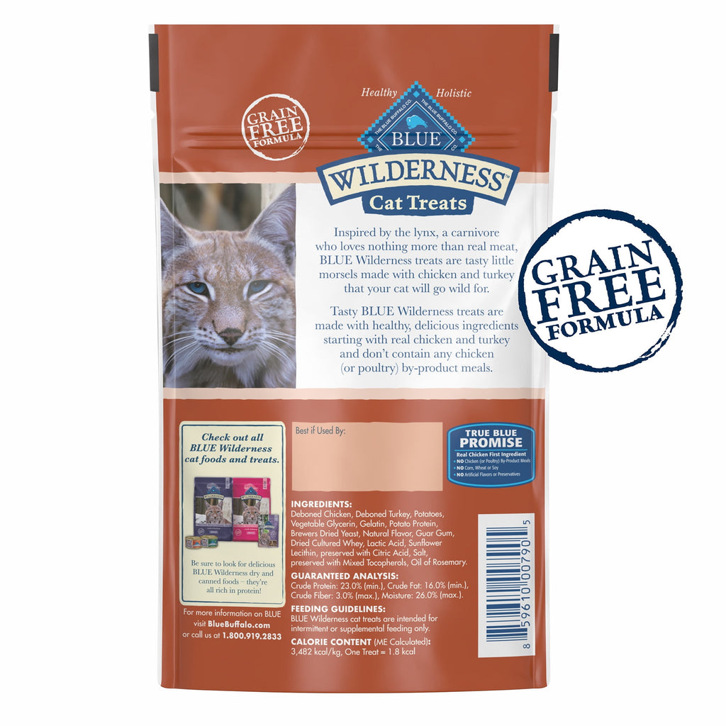 Blue Buffalo Wilderness Natural Soft Cat Treats Made, Chicken & Turkey Recipe, 2-oz. Bag