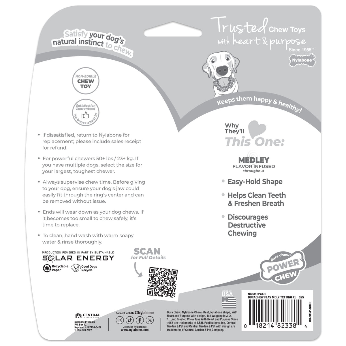 Nylabone Textured Ring Power Chew Toy For X-Large Dogs 50+ Lbs, Chew Toy For X-Large Dogs