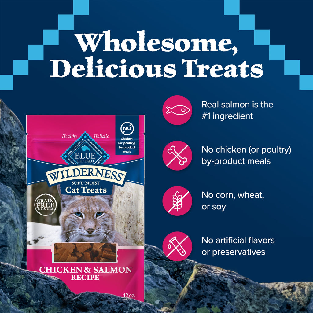 Blue Buffalo Wilderness Crunchy Cat Treats, Tasty Salmon Flavor, 12-oz. Tub