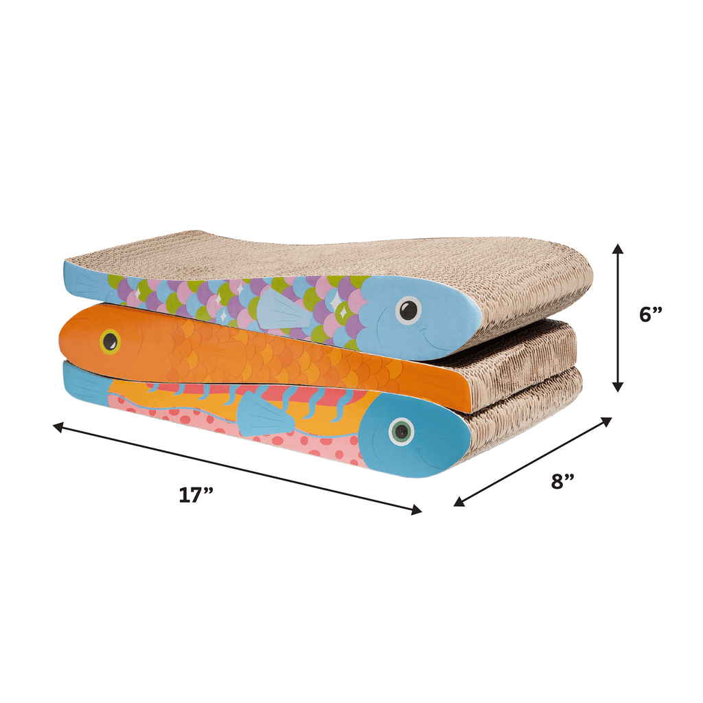 Vibrant Life Fish Cat Scratcher with Catnip, Multicolor, 3 Pack