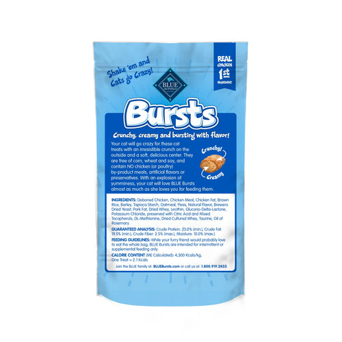 Blue Buffalo Bursts Crunchy & Creamy Cat Treats, Great for Training Chicken, 2-oz Bag