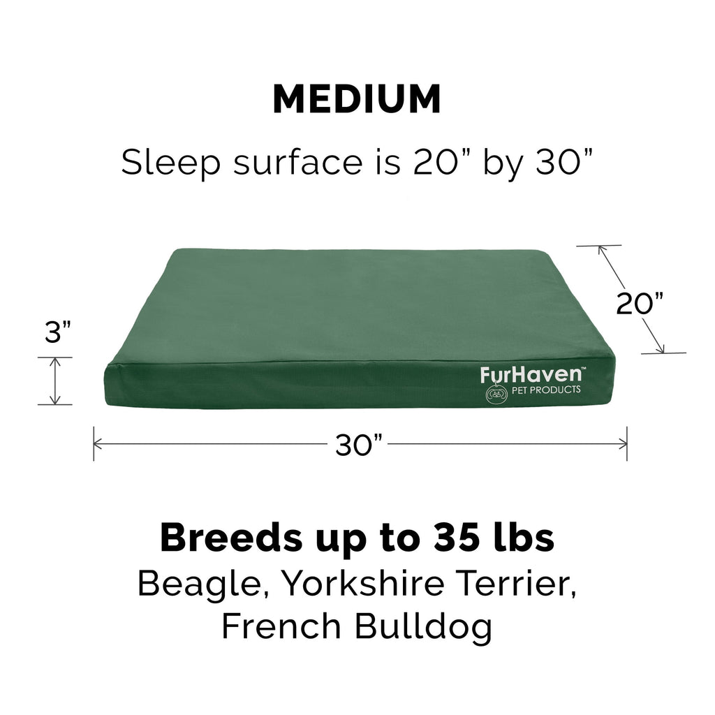 FurHaven Coated Oxford Indoor/Outdoor Deluxe Orthopedic Mattress Pet Bed, Stone Gray, Medium, 1 Count