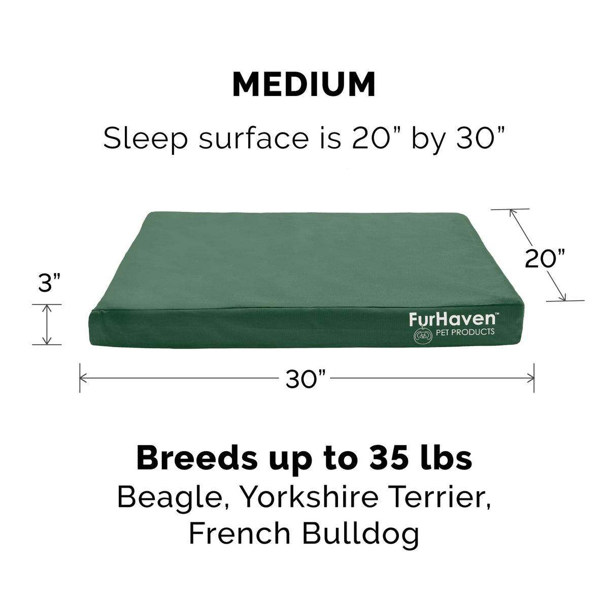 FurHaven Coated Oxford Indoor/Outdoor Deluxe Orthopedic Mattress Pet Bed, Stone Gray, Medium, 1 Count