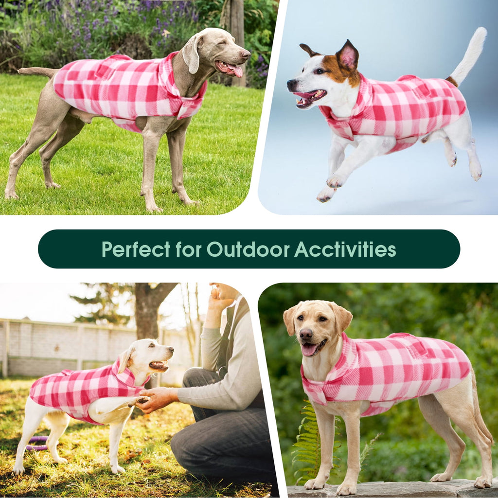 Kuoser British Style Plaid Dog Winter Coat, Windproof Cozy Cold Weather Jacket for Dogs, Blue, M