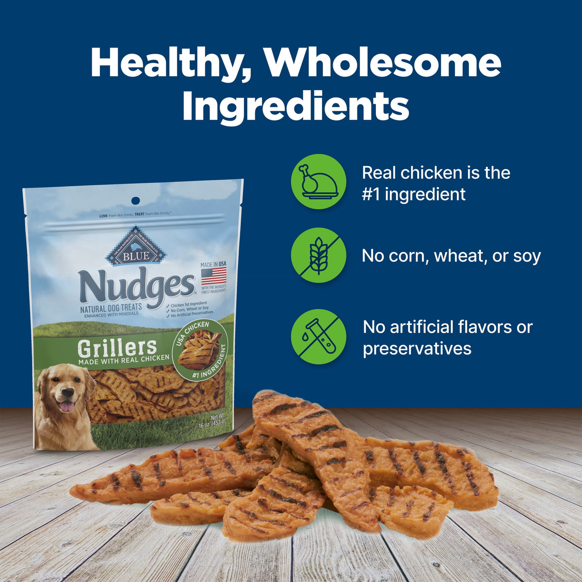 Blue Buffalo Nudges Grillers, Natural Dog Treats, Chicken, 28oz Bag