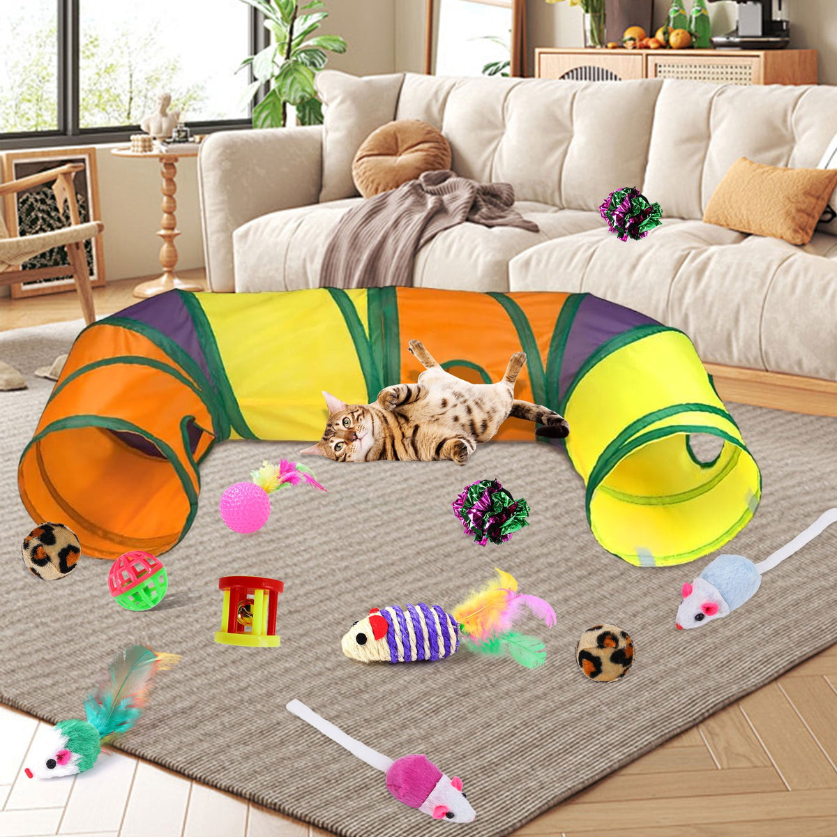 Semfri Cat Toys Tunnels Collapsible Pets Cat Jungle Tunnels Kitty Toys Balls