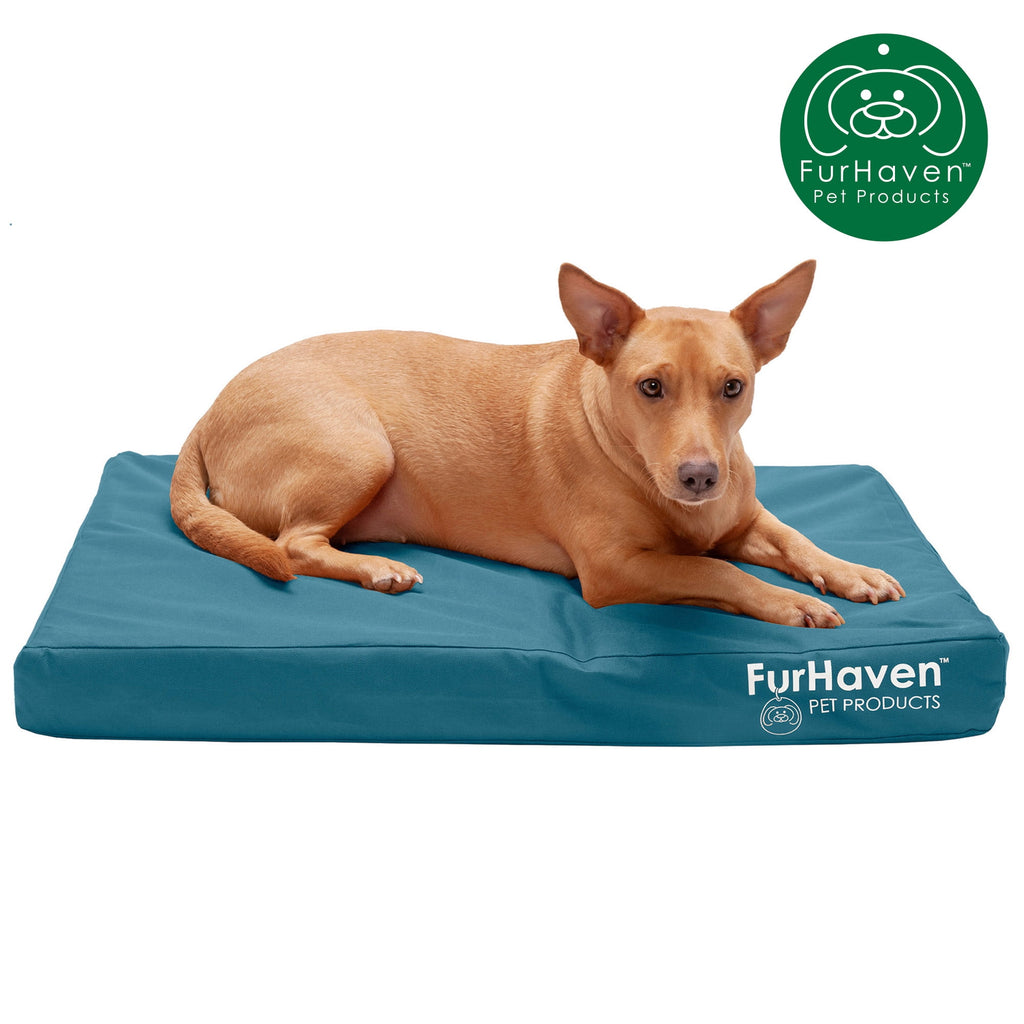 FurHaven Coated Oxford Indoor/Outdoor Deluxe Orthopedic Mattress Pet Bed, Stone Gray, Medium, 1 Count