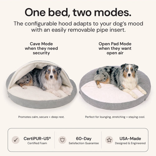 Furhaven 26" Round Orthopedic Dog Bed Sherpa & Suede Snuggery w/ Removable Washable Cover - Gray, 26-inch Faux Lambswool & Suede Gray 26 inch Snuggery (Orthopedic Foam)