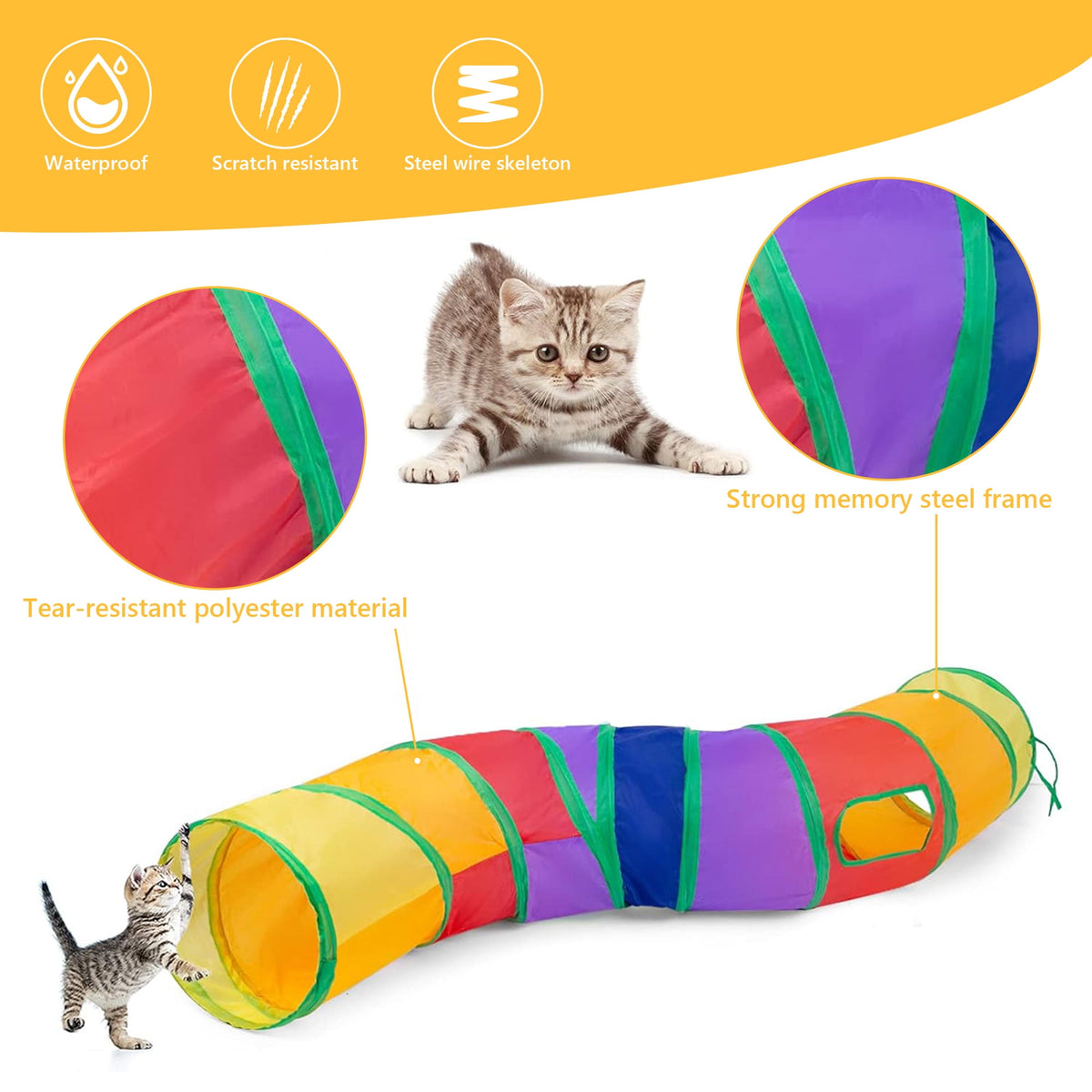 Semfri Cat Toys Tunnels Collapsible Pets Cat Jungle Tunnels Kitty Toys Balls