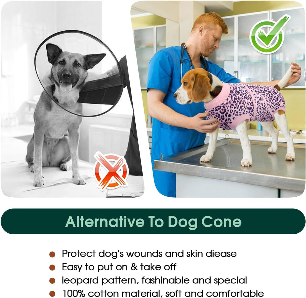 Kuoser Dog Surgical Recovery Suit, Recovery Suit for Female Male Dogs after Surgery, Brown, L
