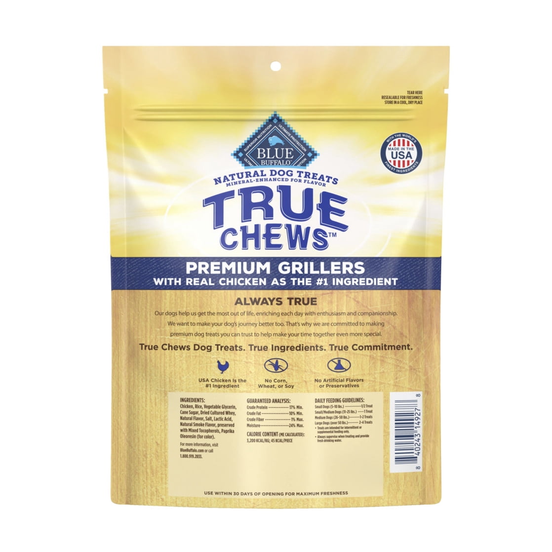 Blue Buffalo True Chews Premium Grillers Dog Treats, Chicken, 12-oz Bag