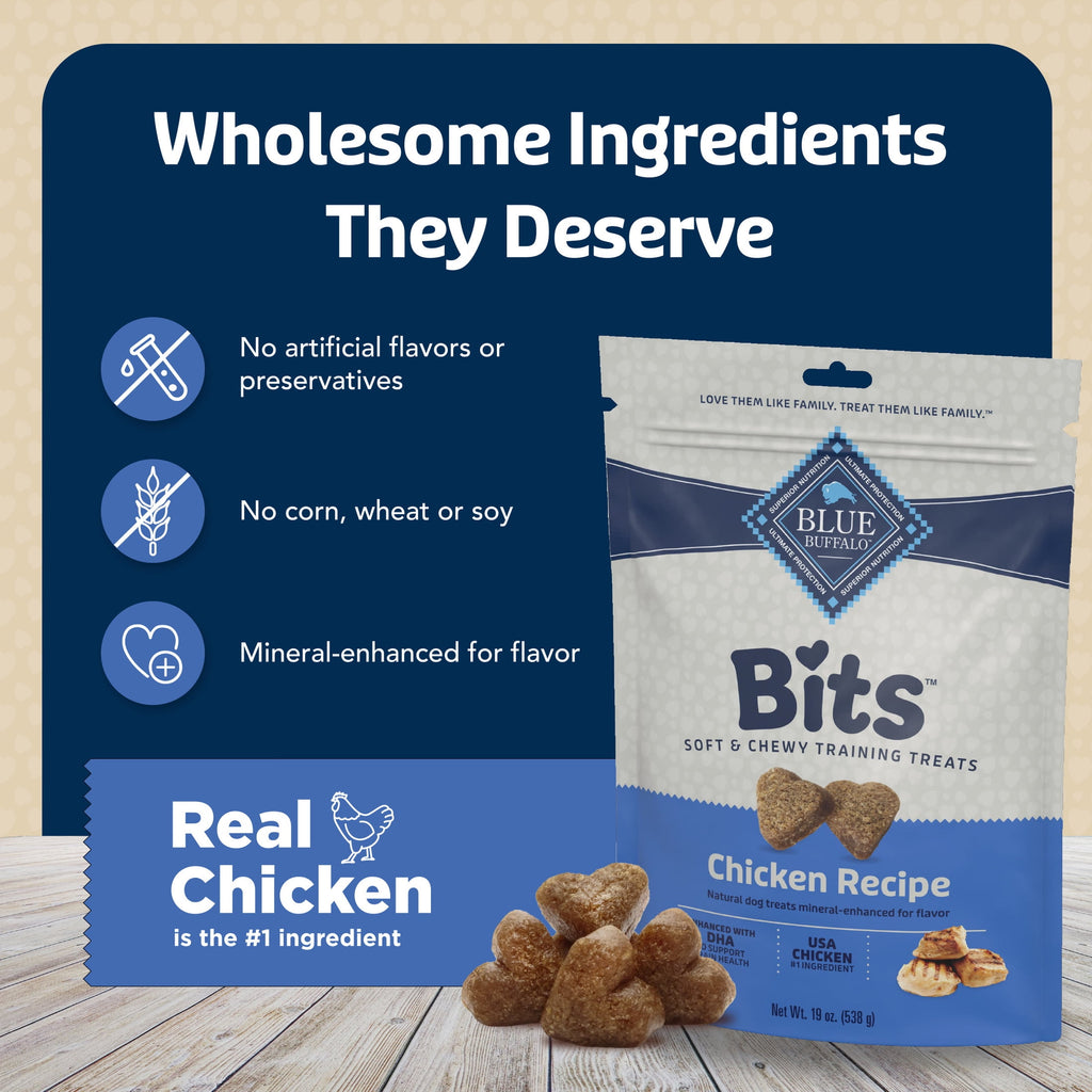 Blue Buffalo Bits Soft Dog Treats for Training, Enhanced with DHA, 19-oz. Bag