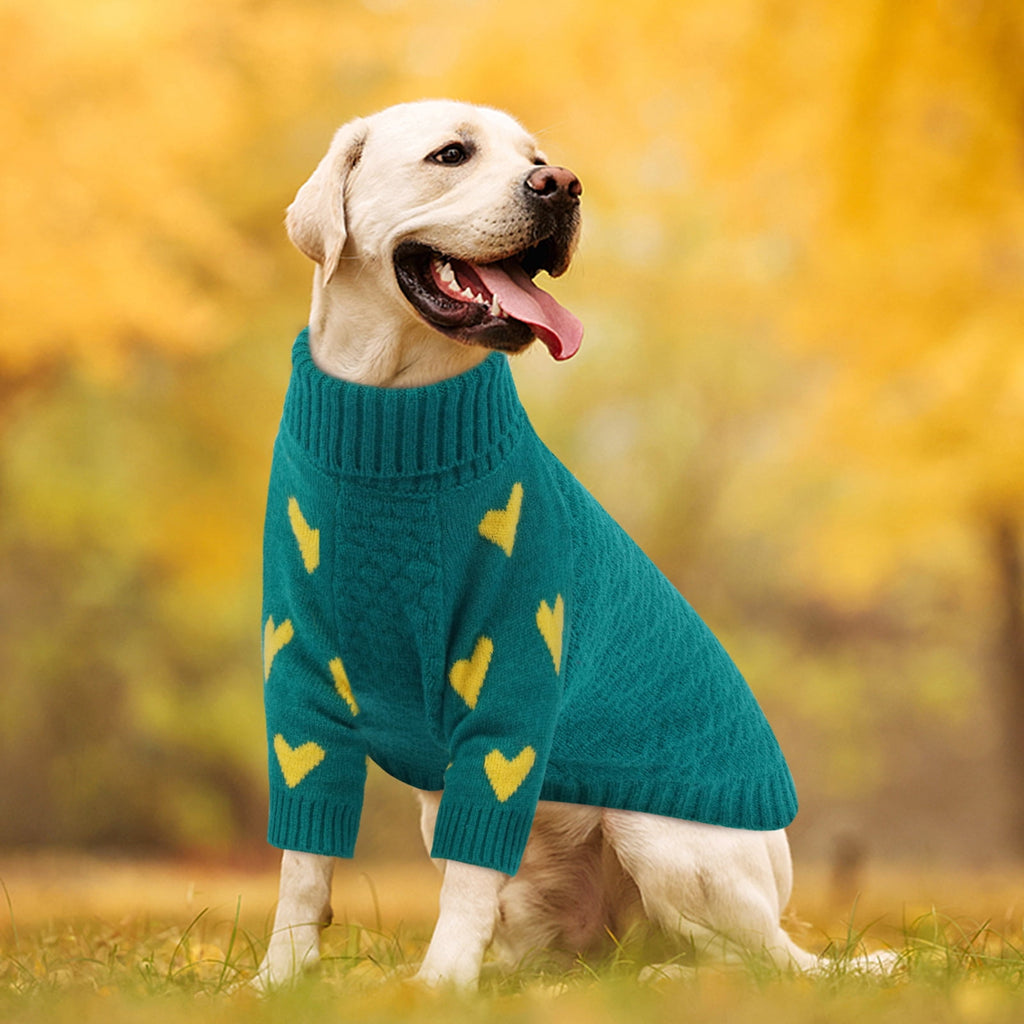 Kuoser Dog Sweater, Turtleneck Pet Sweatshirt, Thick Doggy Winter Clothes for Fall Xmas, Red, M