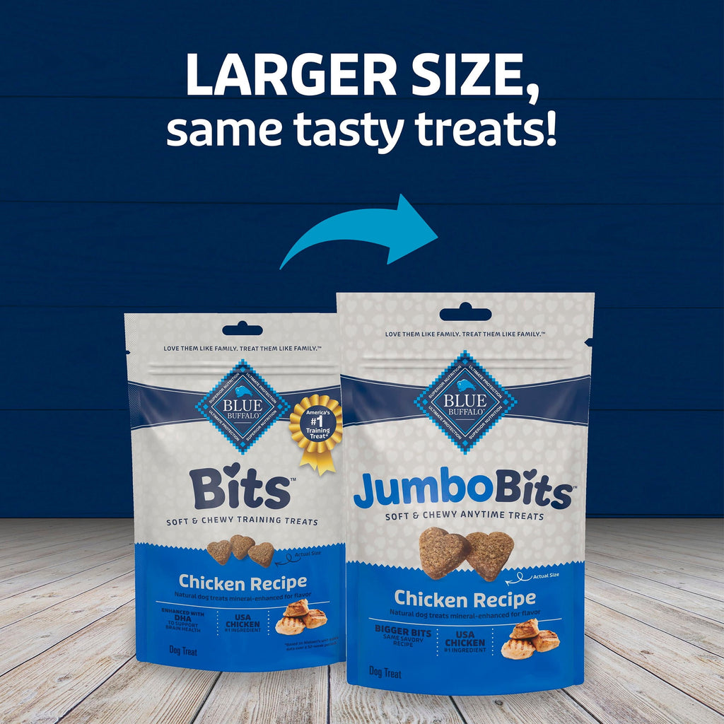 Blue Buffalo Jumbo Bits Chicken Recipe, Soft & Chewy Natural Dog Treats, 11 oz. Bag