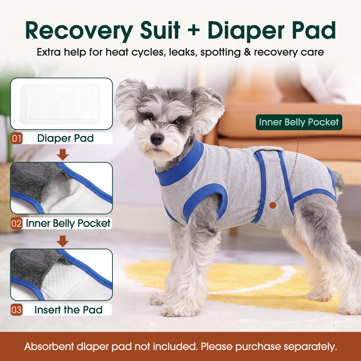 Kuoser Dog Surgical Recovery Suit Dog Cat Onesie after Surgery,Pink,L