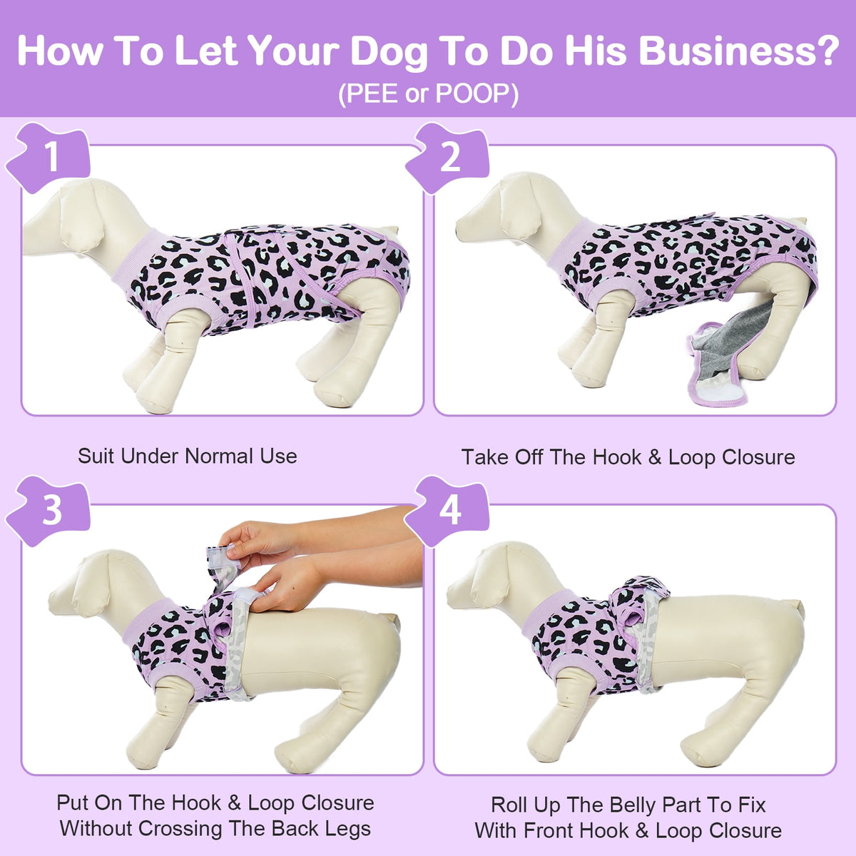 Kuoser Dog Recovery Suit after Surgery, Professional Surgical Onesie for Male Female Dogs, Soft Pet Surgery Suit for Abdominal Wounds Skin Disease, Purple Leopard, XL