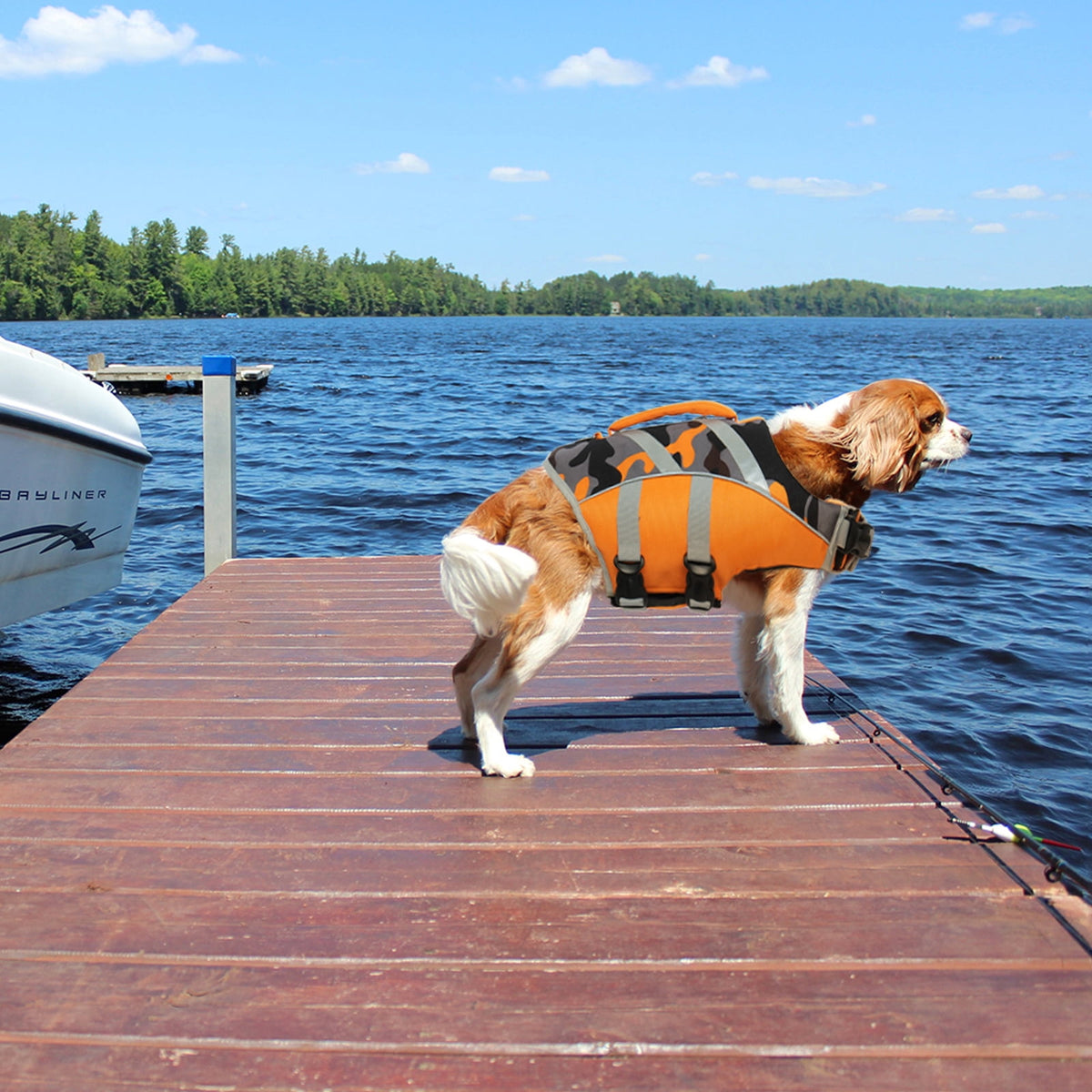 Kuoser Dog Life Jacket with Reflective Stripes, Adjustable Dog Life Vest, Red, M