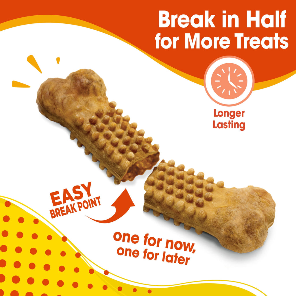 Nylabone Nubz Natural Dog Treats for Large Dogs, Chicken Flavor Dog Bones, Large - 30+ lbs., 14.6 oz Pouch, 8 Count