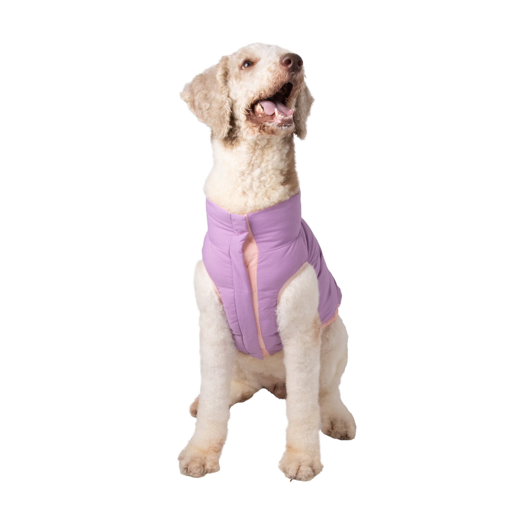 Oodles Quilted Fall Puffer Dog Jacket, Pink, Small
