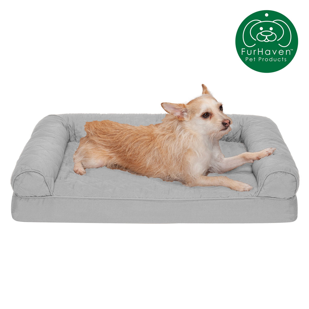 FurHaven Pet Products Quilted Orthopedic Sofa Pet Bed for Dogs & Cats - Silver Gray, Medium