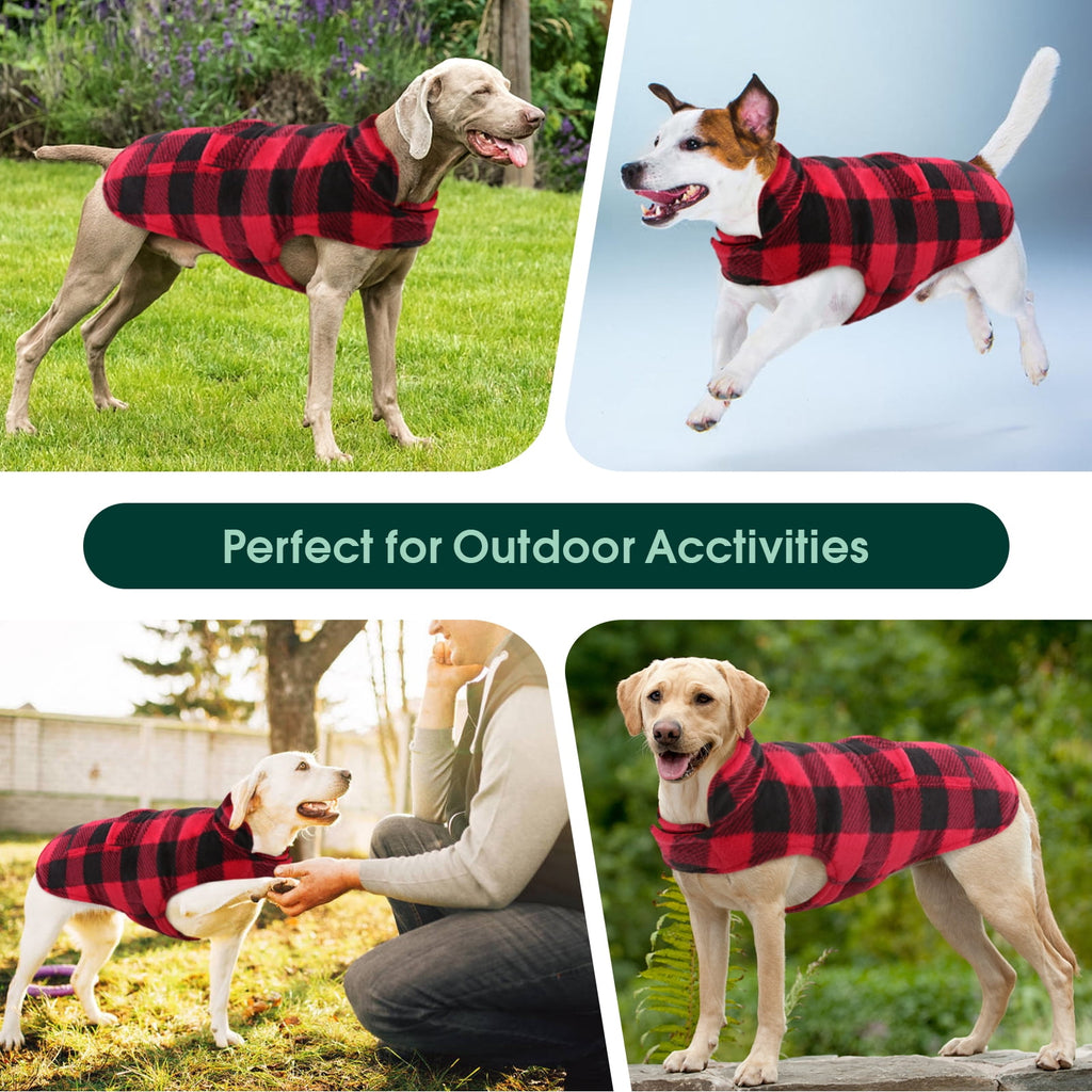 Kuoser British Style Plaid Dog Winter Coat, Windproof Cozy Cold Weather Jacket for Dogs, Blue, M