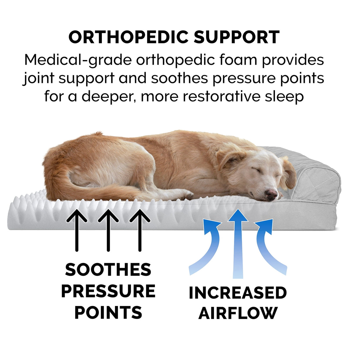 FurHaven Pet Products Quilted Orthopedic Sofa Pet Bed for Dogs & Cats - Silver Gray, Medium