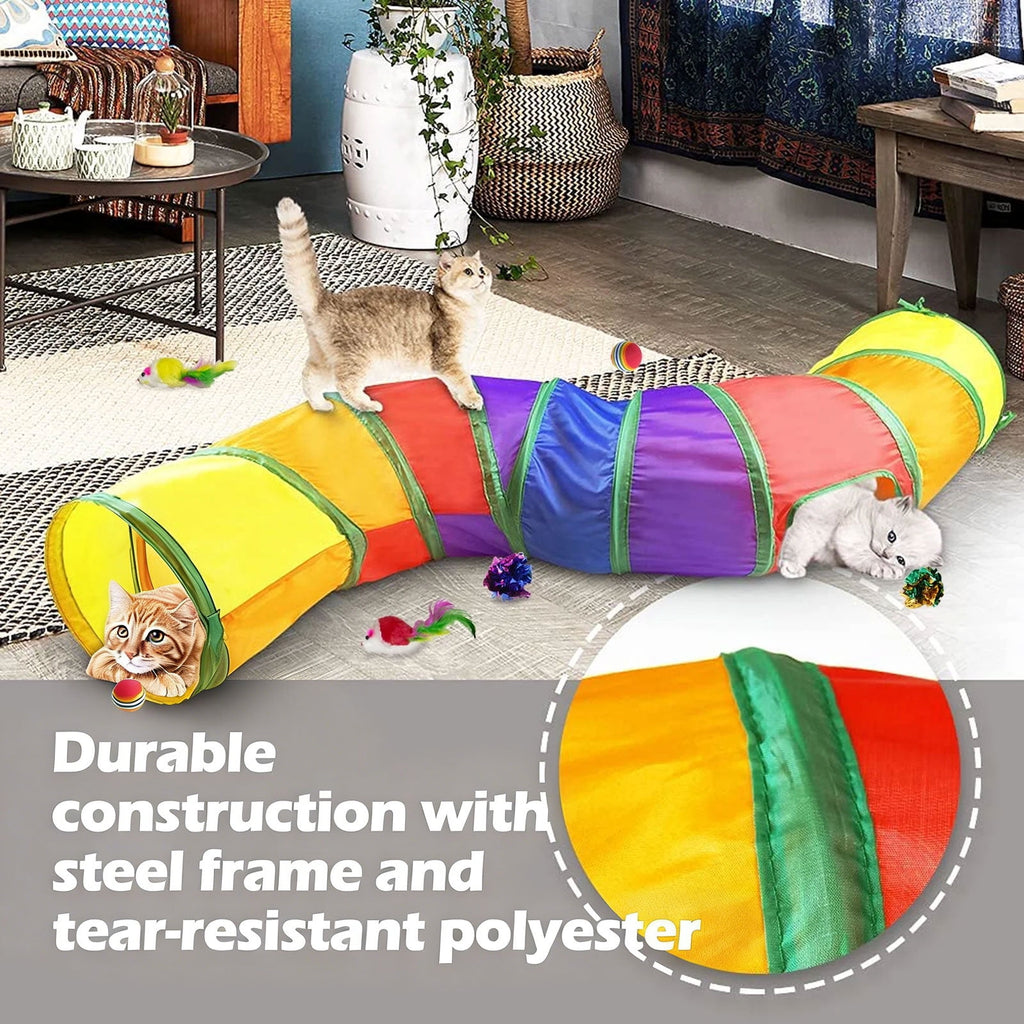 Semfri Cat Toys Tunnels Collapsible Pets Cat Jungle Tunnels Kitty Toys Balls