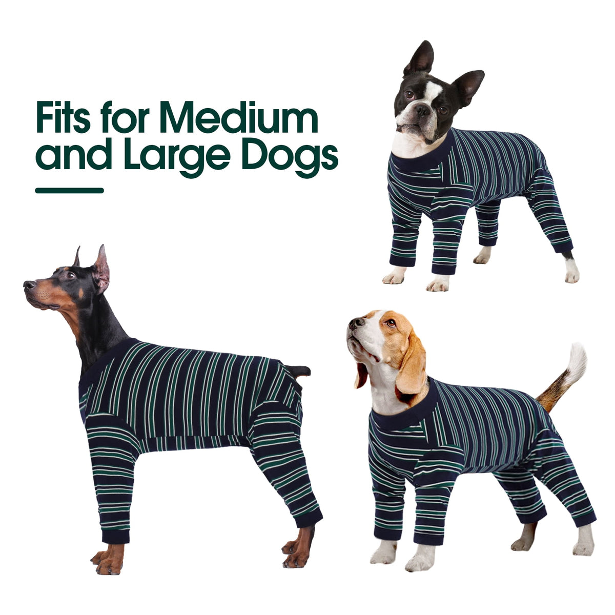 Kuoser Dog Recovery Suit Long Sleeve Dog Onesie after Surgery, Navy Blue, M